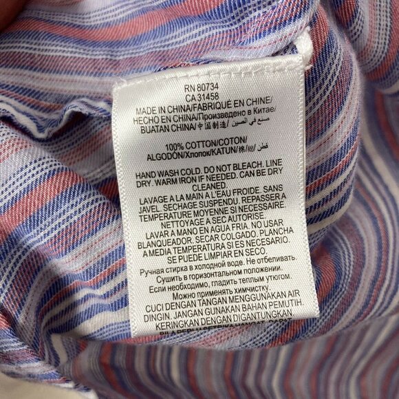 BCBG Maxazria Top Womens Small Blue Red Stripe Flare Sleeve Boho Blouse - Picture 4 of 5